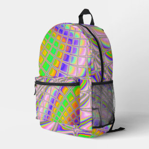 Mochila Impresa Trippy Groovy Vibrant Resumen Arte Fractal Digital