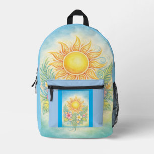 Mochila Impresa Tropical Sun with Pink Hibiscus and Plumeria