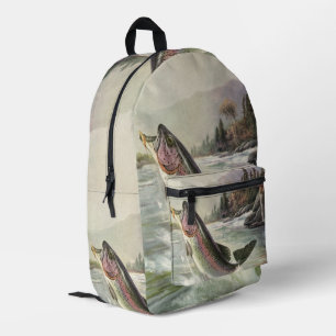 Mochila Impresa Trucha Arcoíris, Pescador Antiguo Pescando Peces