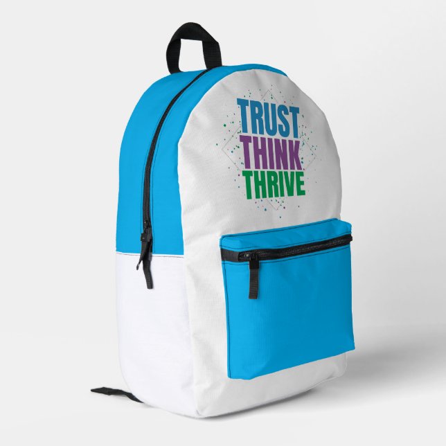 Mochila Impresa Trust Think Thrive – Motivational Quote Design (Esquina izquierda trasera)
