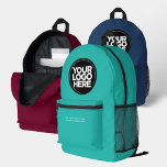 Mochila Impresa Turquesa | Logotipo y texto corporativo personaliz<br><div class="desc">Azul turquesa | Logotipo corporativo personalizado y mochila impresa de texto para empresas modernas</div>