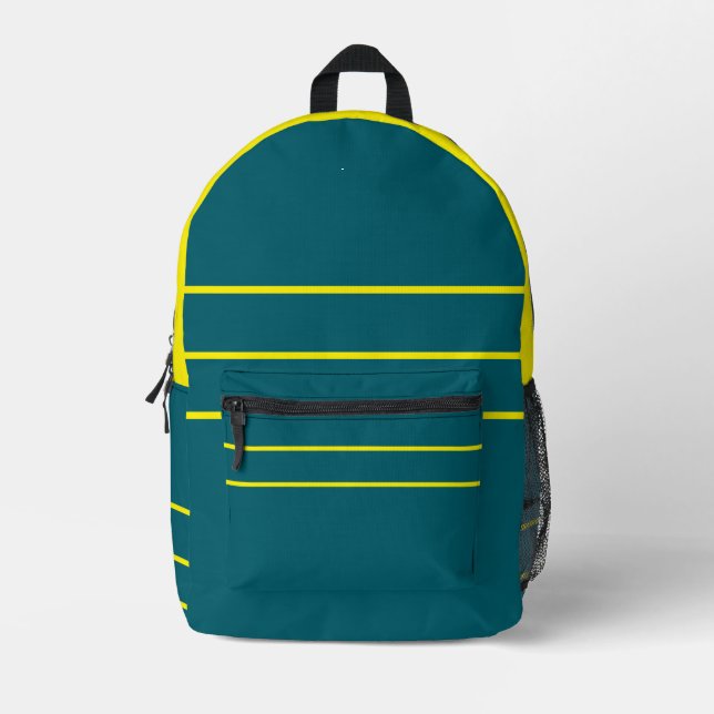 Mochila Impresa Turquesa Profundo Con Amarillo (Anverso)