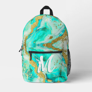Mochila Impresa Turquesa Verde Aguamarina Tinta Alcoholica Falso O