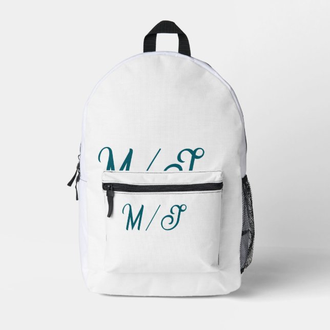 Mochila Impresa Turquoise monogram wedding couple name simple styl (Anverso)