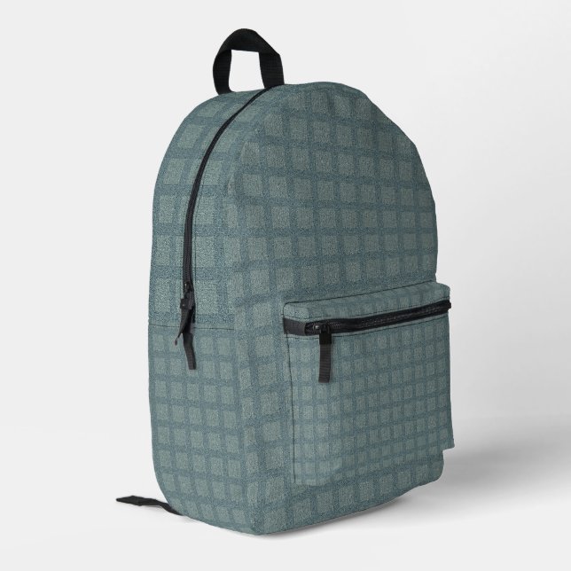 Mochila Impresa Tweedy Wool Aqua y Green Pattern (Esquina izquierda trasera)