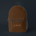 Mochila Impresa Typografía elegante de moda Nombre color sólido ma<br><div class="desc">Personalizado De Moda Elegante Moderno Plantilla Cuta Cargar Imagen Fotográfica O Logotipo Comercial Añadir Nombre De Escritura De Tipografía O Textos Accesorios De Color Sólido Marrón / Bolsas Y Carteras / Mochila.</div>