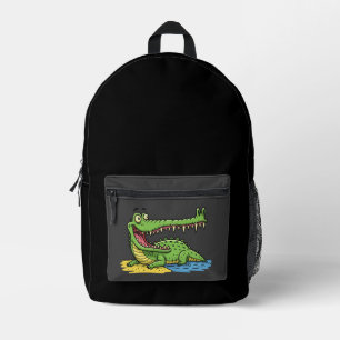 Mochila Impresa Un cocodrilo Personalizado divertido con gran sonr