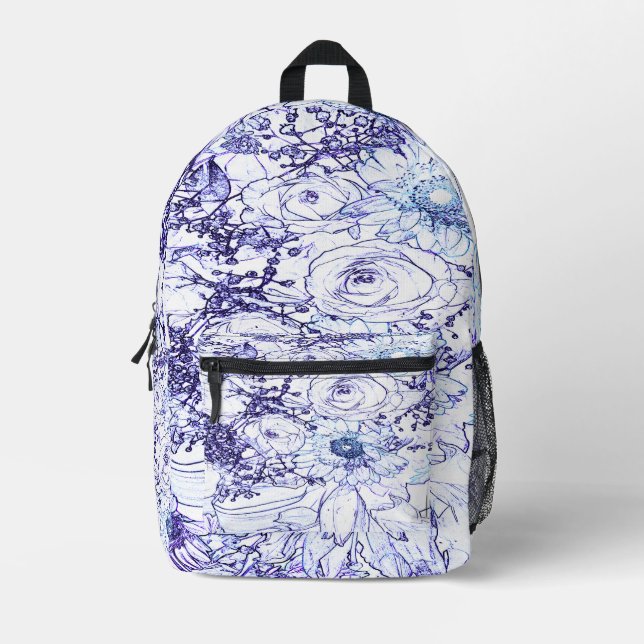 Mochila Impresa Un diseño clásico blanco y azul elegante (Anverso)