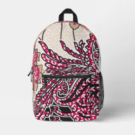 Mochila Impresa Un diseño paisajístico decorativo con un rojo inte