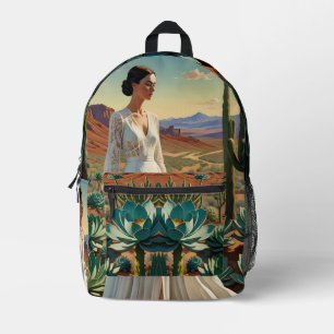Mochila Impresa Un paisaje hermoso con un arte espiritual femenino