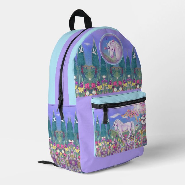 Mochila Impresa Un paraíso morado (Esquina izquierda trasera)
