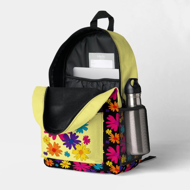 Mochila Impresa Una cama de flores de margarita (Esquina trasera derecha (abierta))