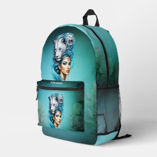Mochila Impresa Una mujer cautivadora con una majestuosa cabeza de