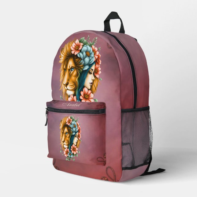 Mochila Impresa Una mujer maravillosa cuyo pelo largo y fluido (Esquina derecha trasera )