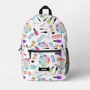 Mochila Impresa Uñas Manicura Pedicura Belleza Maquillaje Nombre P