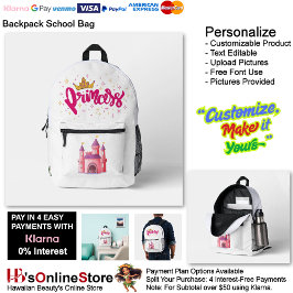 Mochila Impresa Unicorn Princess Castle Fantasy School Supplies 2