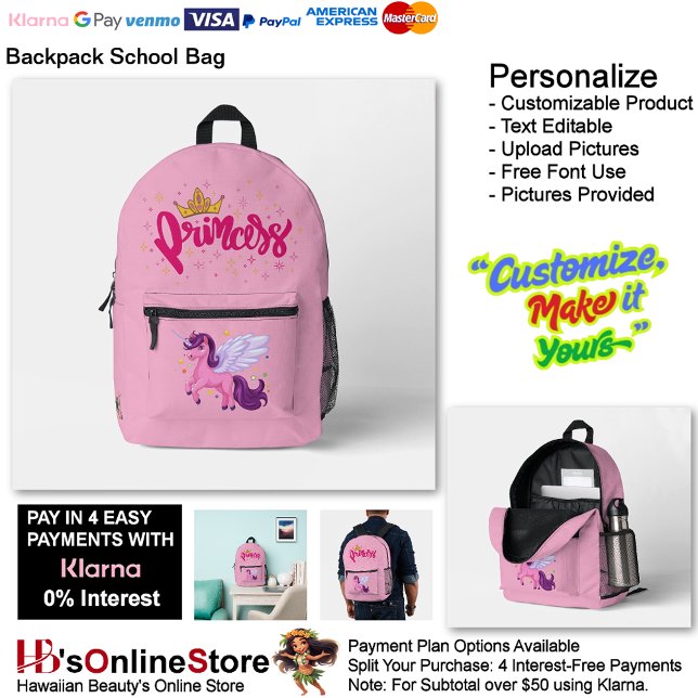 Mochila Impresa Unicorn Princess Dreamy Fantasy School Supplies 19 (Unicorn Princess Pink Fantasy School Supplies Printed Backpack 19.
)