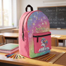 Mochila Impresa Unicornio brillante nube mágica