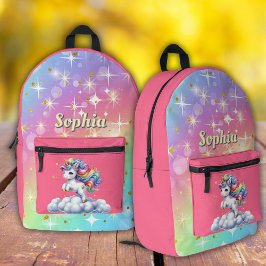 Mochila Impresa Unicornio brillante nube mágica