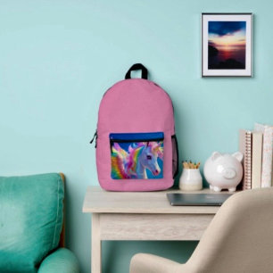 Mochila Impresa Unicornio danzante con alas de arcoíris 