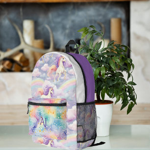 Mochila Impresa Unicornio de Arcoíris Mágico   Monograma