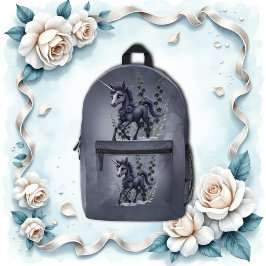 Mochila Impresa Unicornio estilizado en esplendor floral.