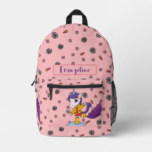 Mochila Impresa Unicornio floral de coral simple y lindo personali