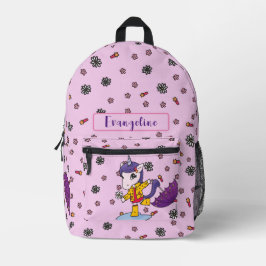Mochila Impresa Unicornio floral rosa simple y cutáneo personaliza