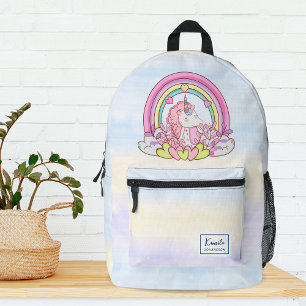 Mochila Impresa Unicornio mágico sobre nubes resume Personalizado 
