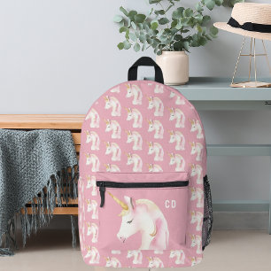 Mochila Impresa Unicornio rosa iniciales lindas niña