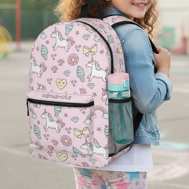 Mochila Impresa Unicornios Voladores Arcoíris Kawaii Rosa ID381 (Subido por el creador)