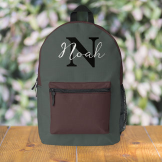 Mochila Impresa Unisex military green canvas travel backpack.