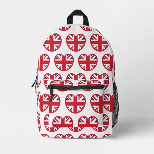 Mochila Impresa United Kingdom Union Jack Flag Heart (Anverso)