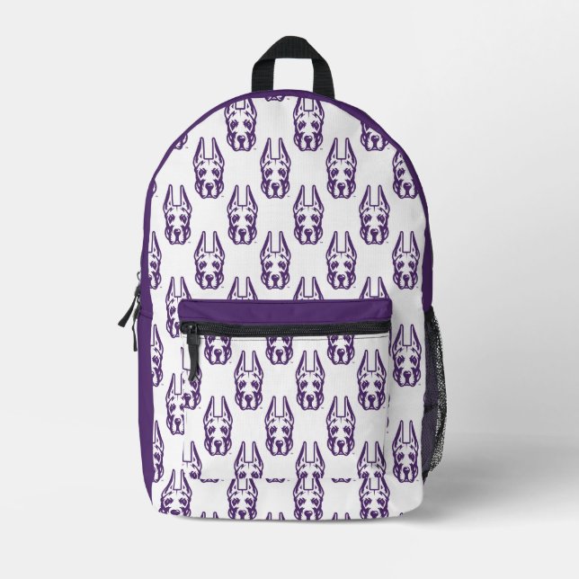 Mochila Impresa Universidad de Albany Gran Cabeza de Mascota Dane (Anverso)