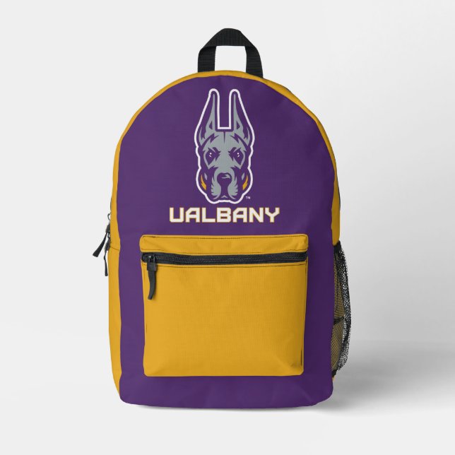 Mochila Impresa Universidad de Albany Great Danes (Anverso)