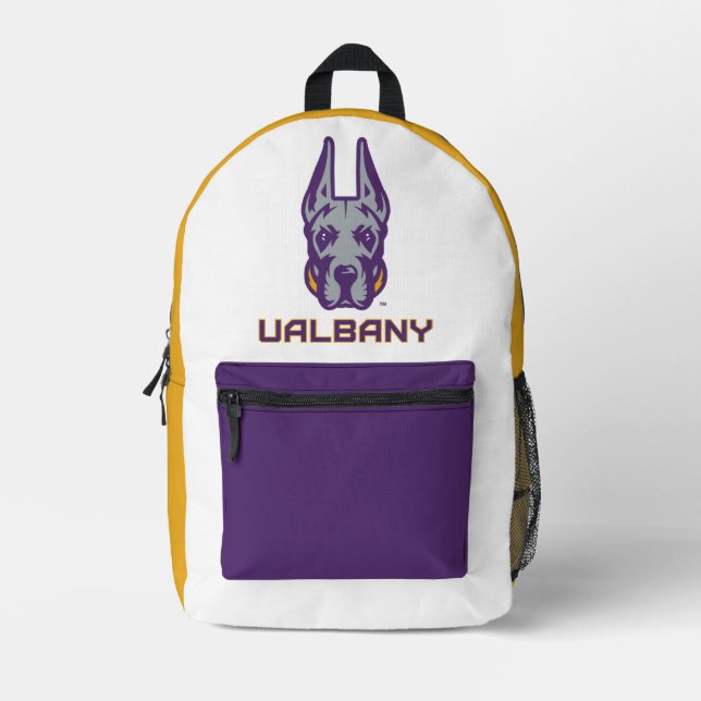 Mochila Impresa Universidad de Albany Great Danes (Anverso)