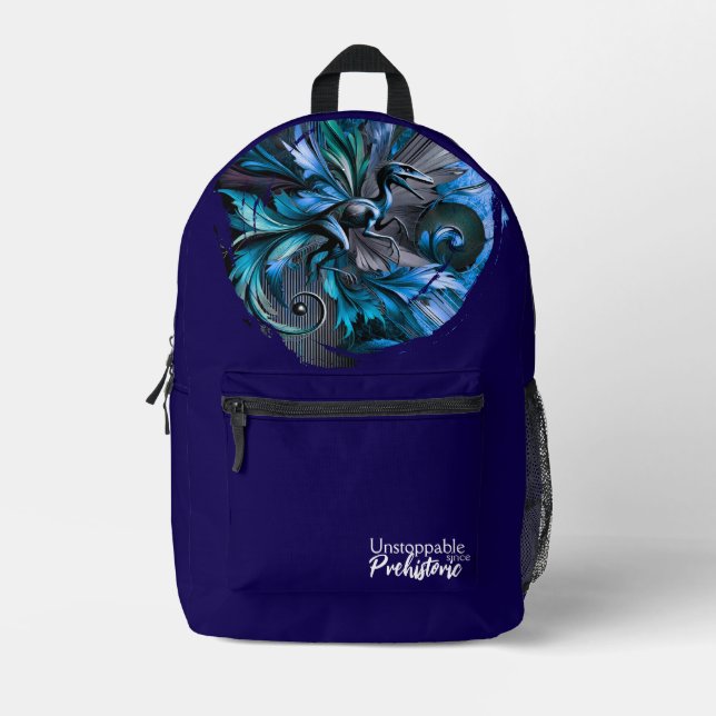 Mochila Impresa Unstoppable Raptor – Fuel Strength, Rule the Wild (Anverso)