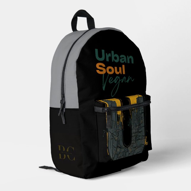 Mochila Impresa Urban Soul Vegan Health and Wellness (Esquina izquierda trasera)