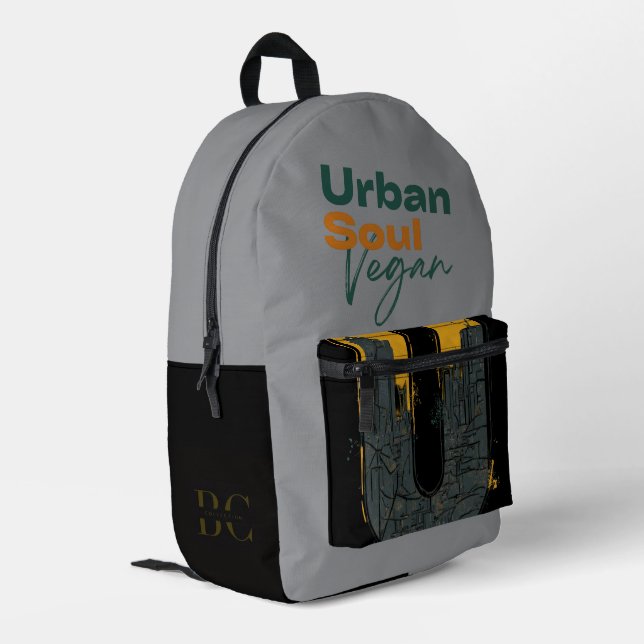 Mochila Impresa Urban Soul Vegan Health and Wellness (Esquina izquierda trasera)