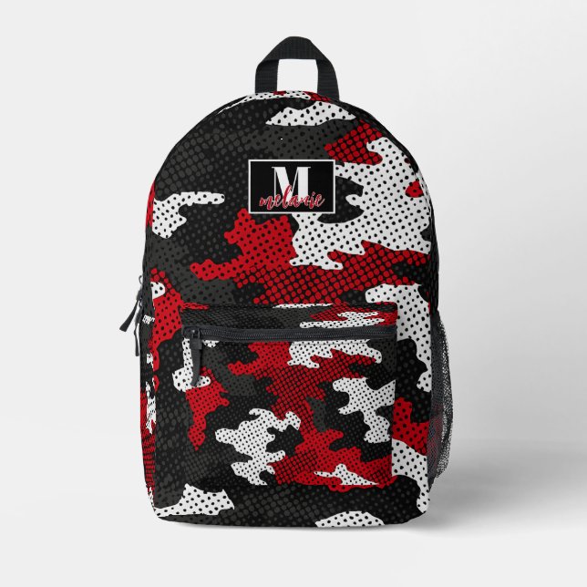Mochila Impresa Utah college Crimson & White Warrior Camo Printed  (Anverso)