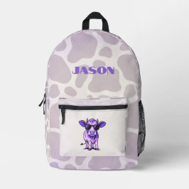 Mochila Impresa Vaca Morada Genial con Gafas de Sol para Niños
