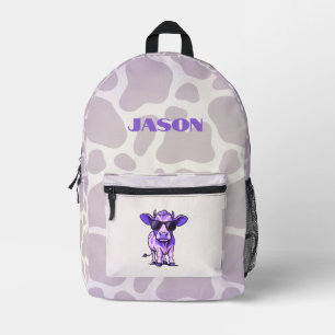 Mochila Impresa Vaca Morada Genial con Gafas de Sol para Niños