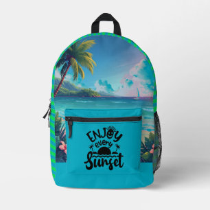 Mochila Impresa Vacaciones, Disfruta Cada Atardecer, Playa, Verano