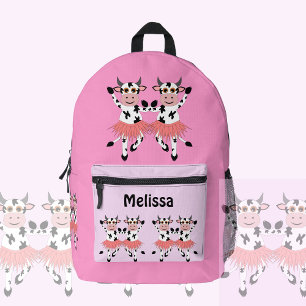 Mochila Impresa Vacas bailadoras cortas y divertidas, chicas perso