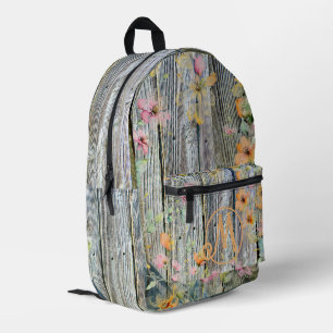 Mochila Impresa Vaquera rústica flor silvestre madera rústica de g
