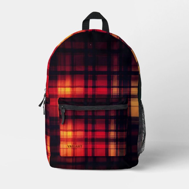 Mochila Impresa VARIANTE Tartán Abstracción Cálido (Anverso)