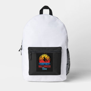 Mochila Impresa Vector Bruja Atardecer Halloween