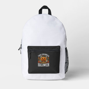 Mochila Impresa Vector de calabaza de ingeniero de Halloween