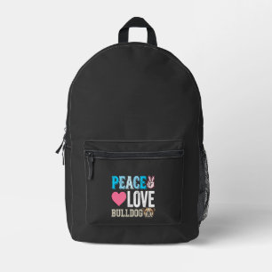 Mochila Impresa Vector Perro Bulldog Paz Amor