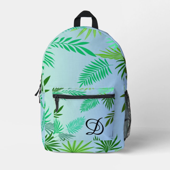 Mochila Impresa vegetación de hoja tropical hojas de safari (Anverso)